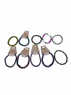 Beaded Stretch Bracelets - Assorted Black, Blue, & More Dark Multicolor New